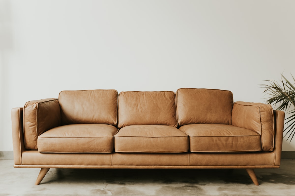 Modern sofa in a bright living room